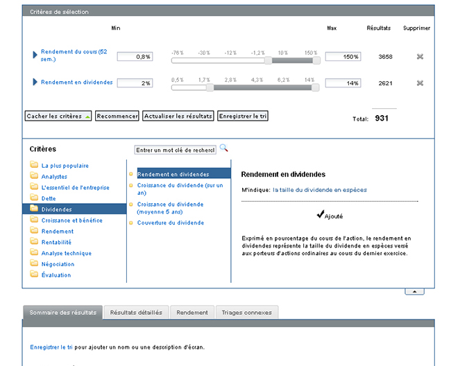 Exemple d'écran du logiciel Recgnia