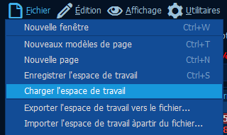 Saisie d'écran de l'interface du menu principal du logiciel