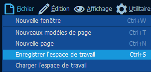 Saisie d'écran de l'interface du menu principal du logiciel